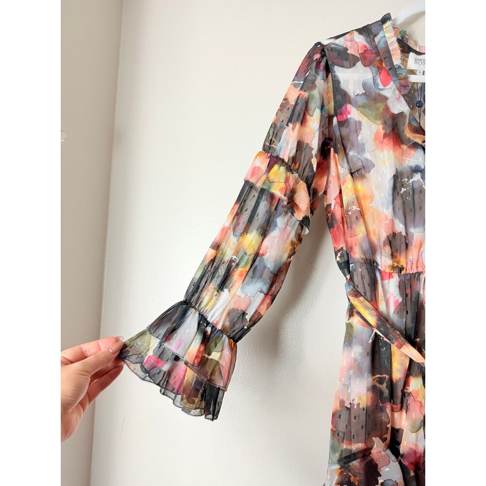 NWT MARCHESA ROSA DRESS WEDDING GUEST ABSTRACT FLORAL ASYMMETRIC MAXI SPRING - Picture 11 of 16